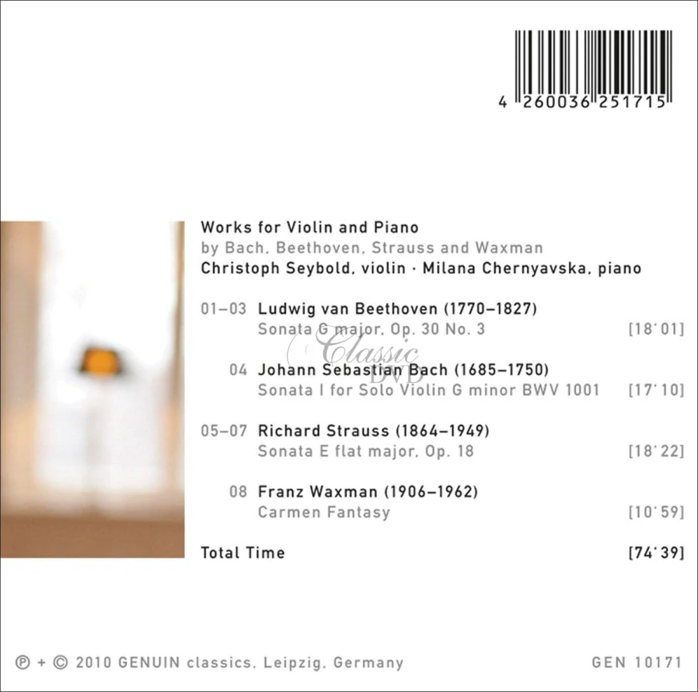 Works for Violin and Piano - Bach, Beethoven, Strauss and Waxman (CD)