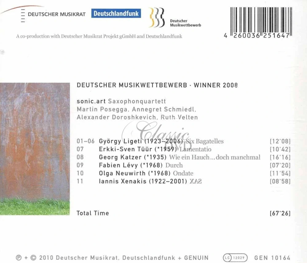 Sonic.Art Saxophonquartett - Ligeti, Tüür, Katzer, Lévy, Neuwirth, Xenakis (CD)