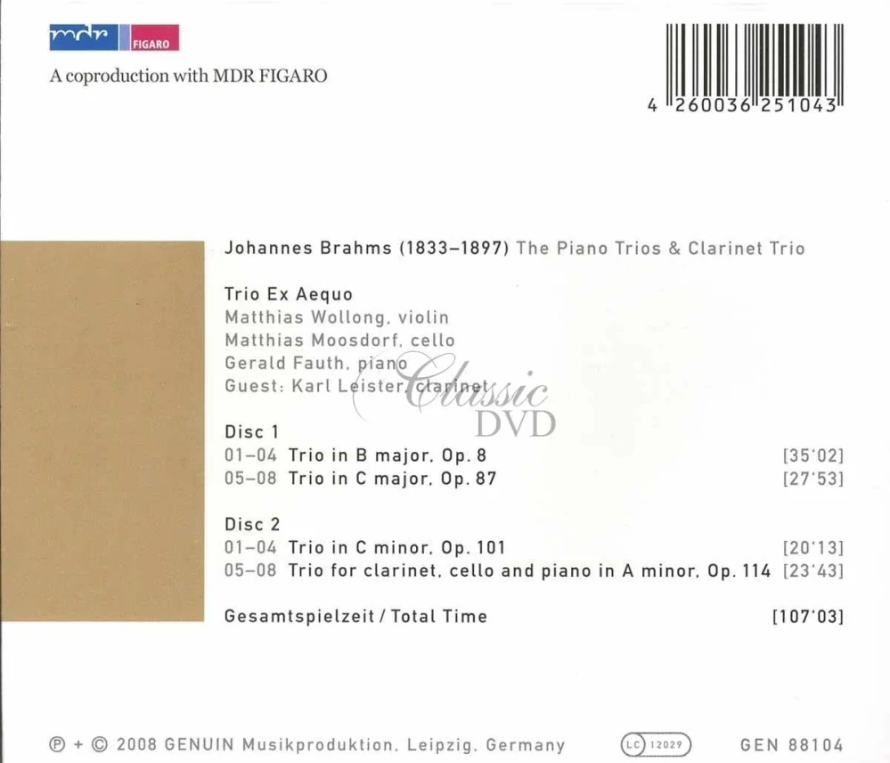 Johannes Brahms (1833–1897) – The Piano Trios & Clarinet Trio (2CD)