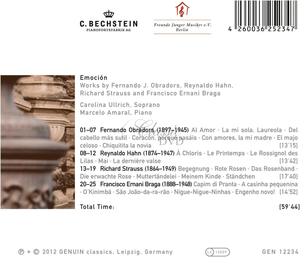 Emoción - Fernando J. Obradors, Reynaldo Hahn, Richard Strauss & Francisco Ernani Braga (CD)