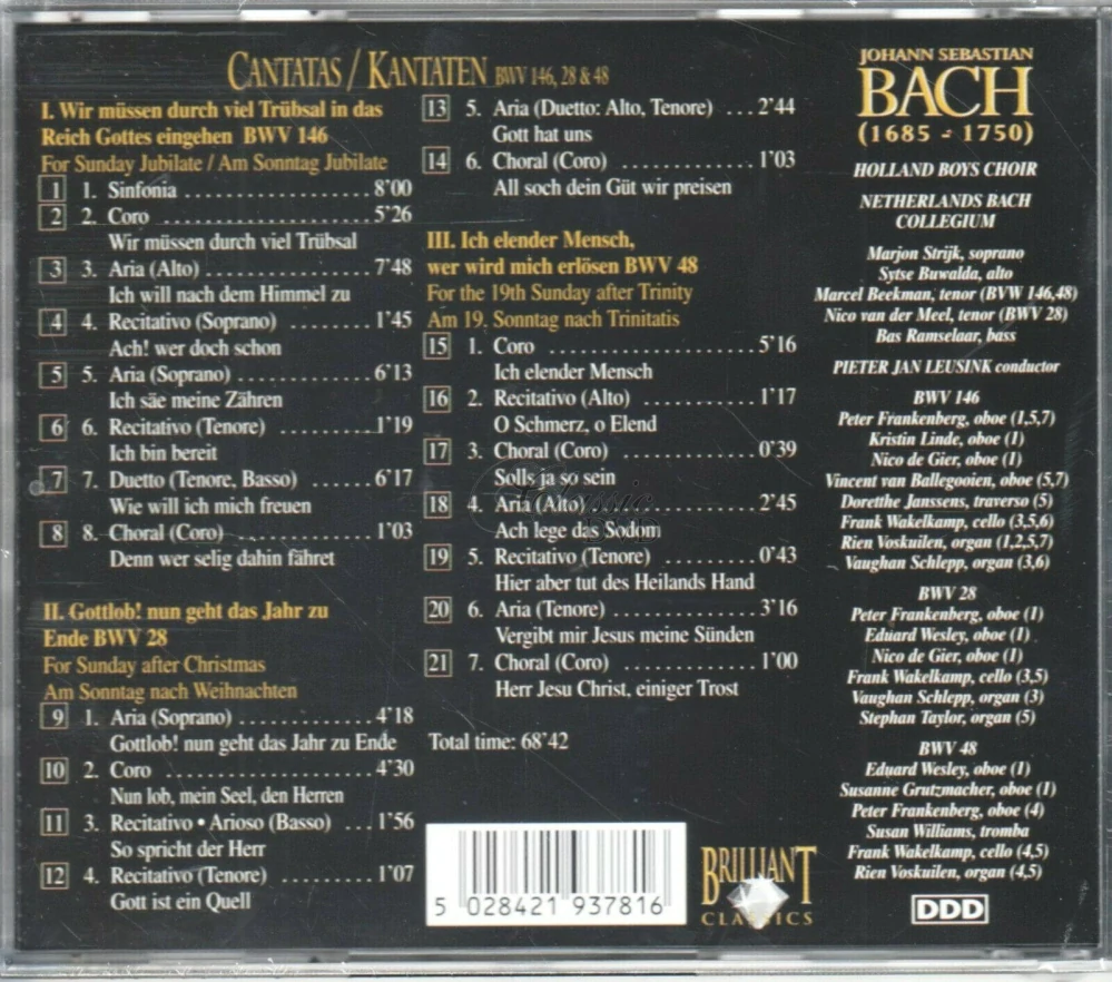 BACH,J.S.: Kantáty BWV 146, 28, 48 (CD)