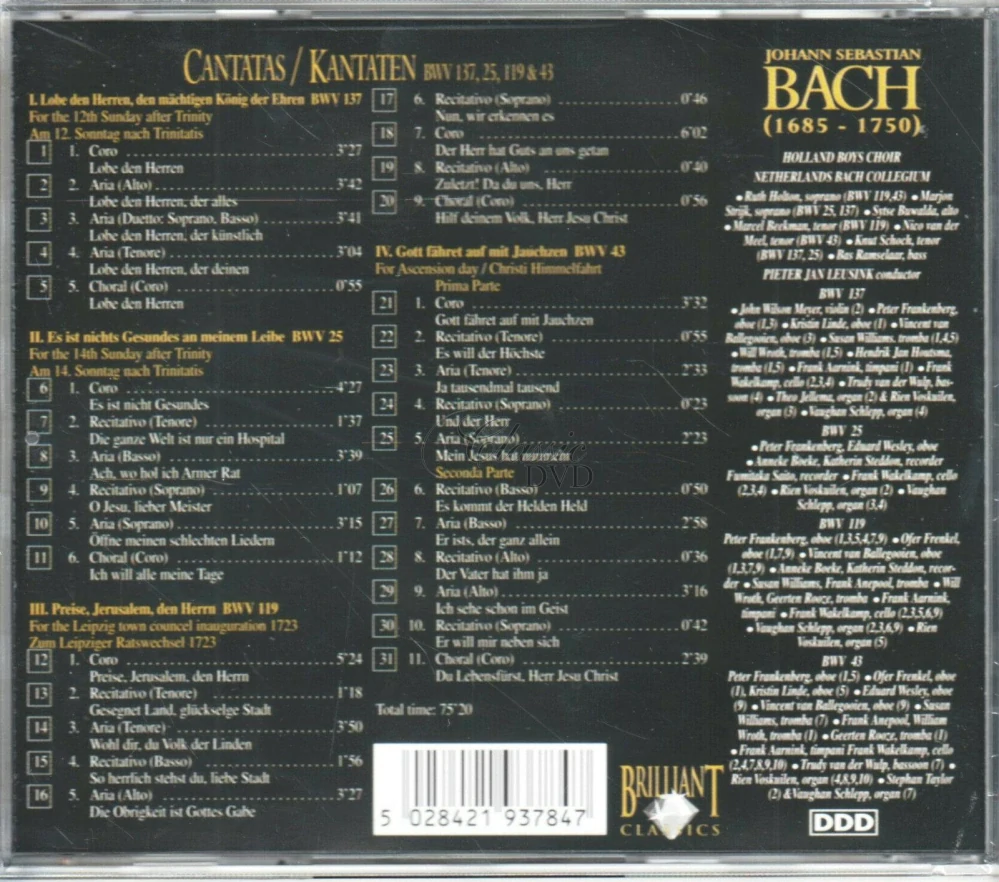 BACH,J.S.: Kantáty BWV 137, 25, 119, 43 (CD)