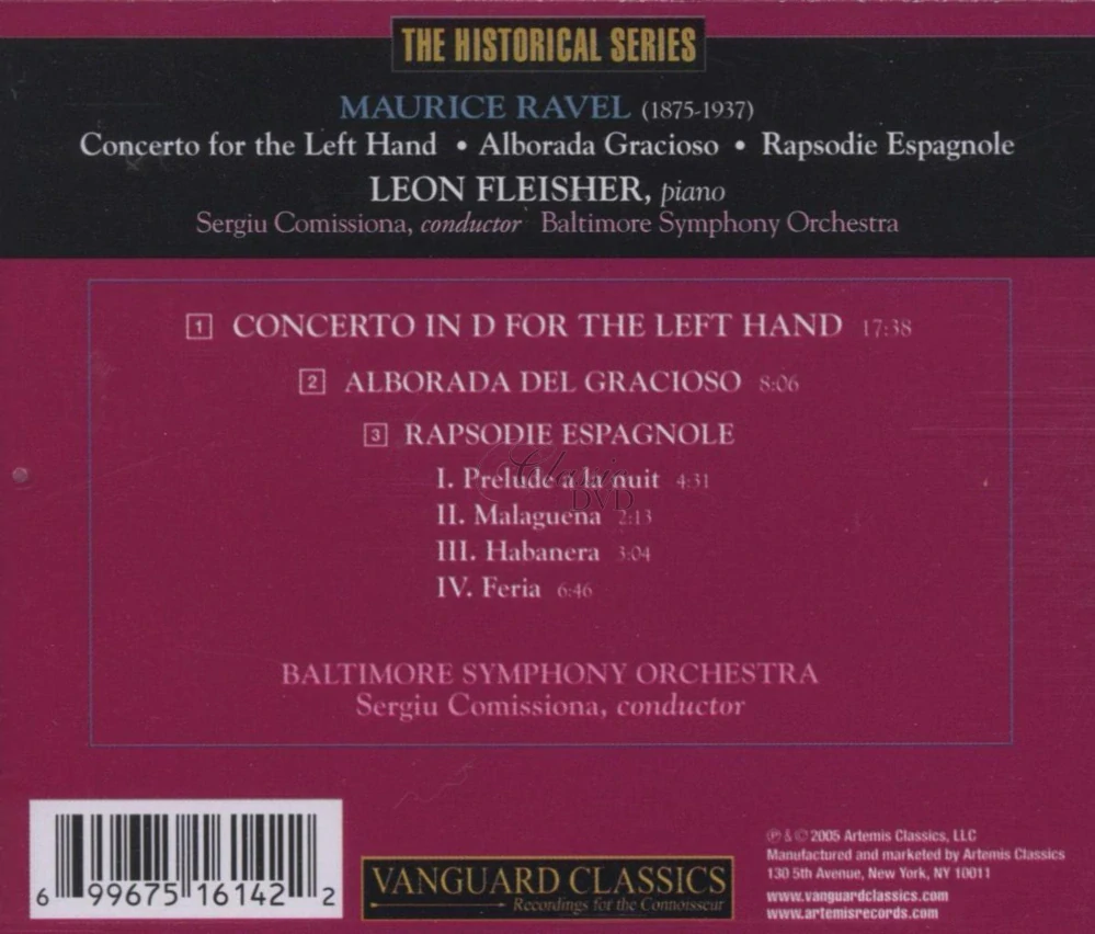 Maurice Ravel (1875–1937) - Concerto for the Left Hand • Alborada del Gracioso • Rapsodie Espagnole (CD)