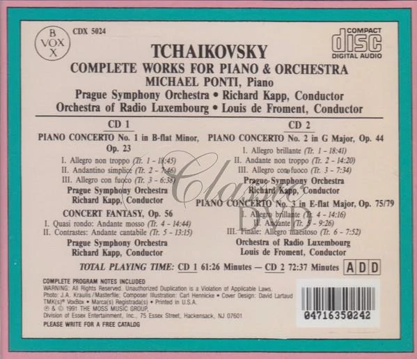 Tchaikovsky: Complete Works for Piano & Orchestra (2CD)