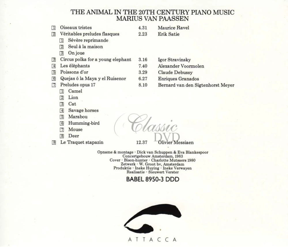 Marius van Paassen – The animal in the 20th century piano music (CD)