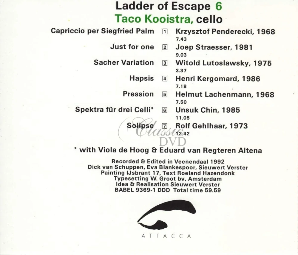 Ladder of Escape 6 : Taco Kooistra – cello (CD)