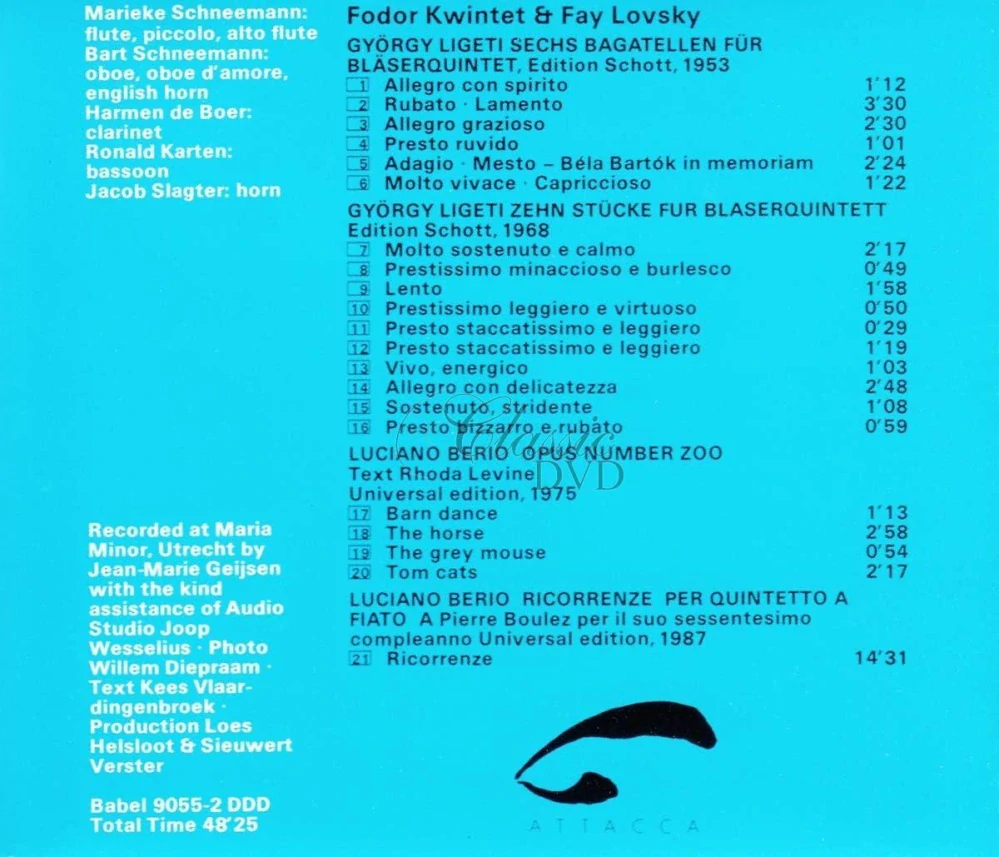 Berio, Ligeti – Fodor Kwintet & Fay Lovsky (CD)