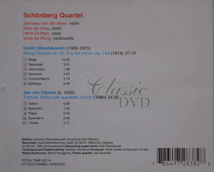 Dmitri Shostakovich - String Quartet 15 / Jan van Vlijmen - Trimur (CD)
