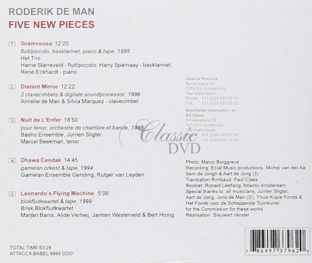 Roderik de Man – Five new pieces (CD)