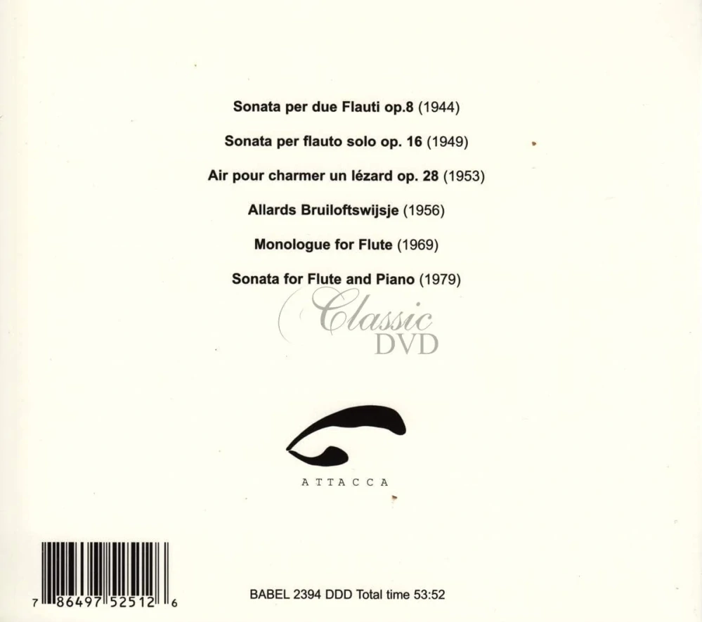 Rudolf Escher – Complete music for flute (CD)