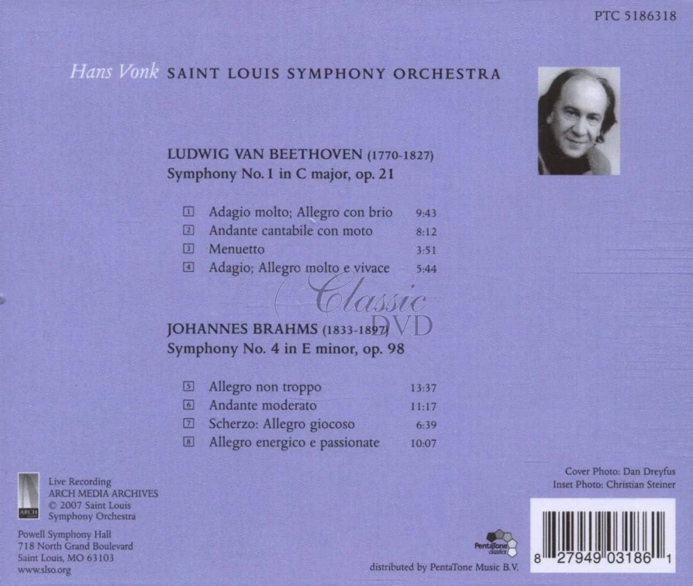 Ludwig van Beethoven: Symphony No. 1 in C major, Op. 21 / Johannes Brahms: Symphony No. 4 in E minor, Op. 98 (CD)
