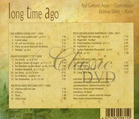 Long time ago - Songs by Elgar, Schubert, Vaughan Williams, Mendelssohn & Copland (CD)