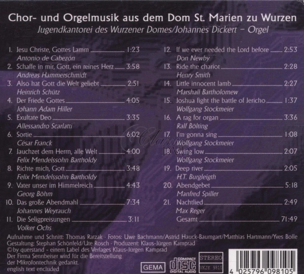 Jauchzet dem Herrn alle Welt : Chor- und Orgelmusik aus dem Dom St. Marien zu Wurzen (CD)