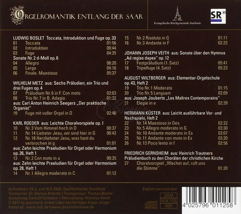 Orgelromantik entlang der Saar (CD)
