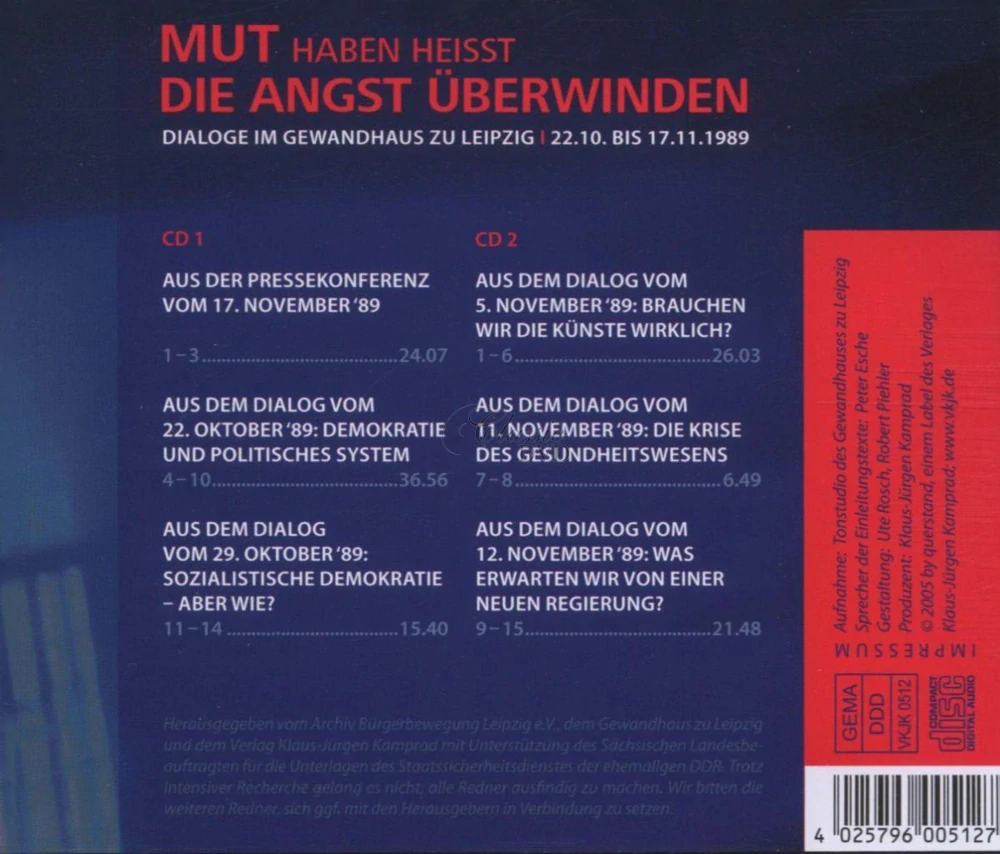 Mut haben heißt die Angst überwinden - Dialoge im Gewandhaus zu Leipzig (2CD)