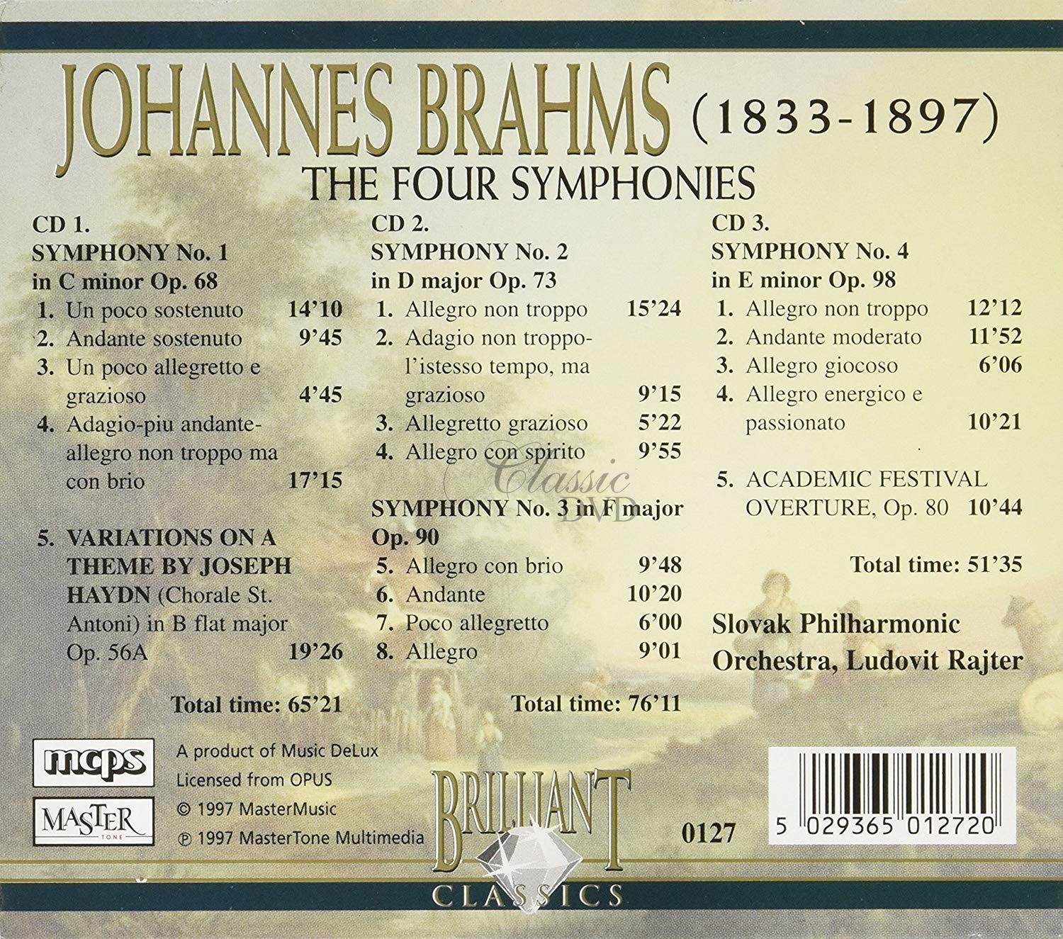 BRAHMS,J.: Complete symphonies (3CD)