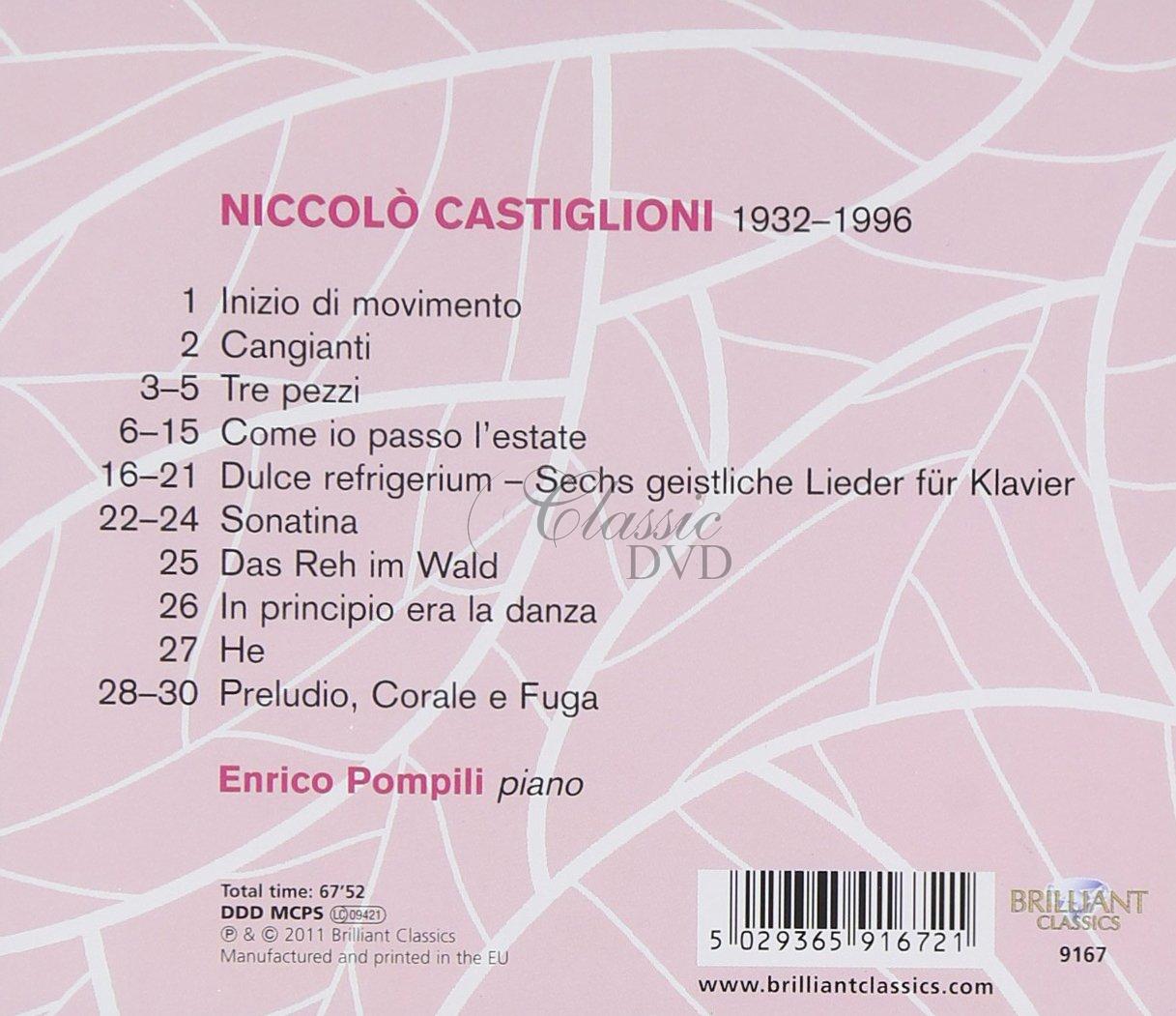 CASTIGLIONI,N.: Piano Works. Enrico Pompili (CD)