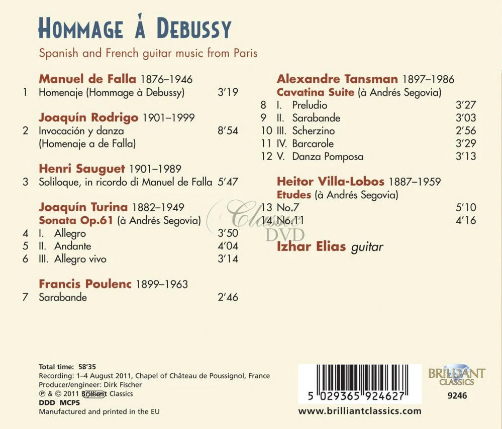 Hommage a Debussy - Spanish and French Guitar Music from Paris (CD)