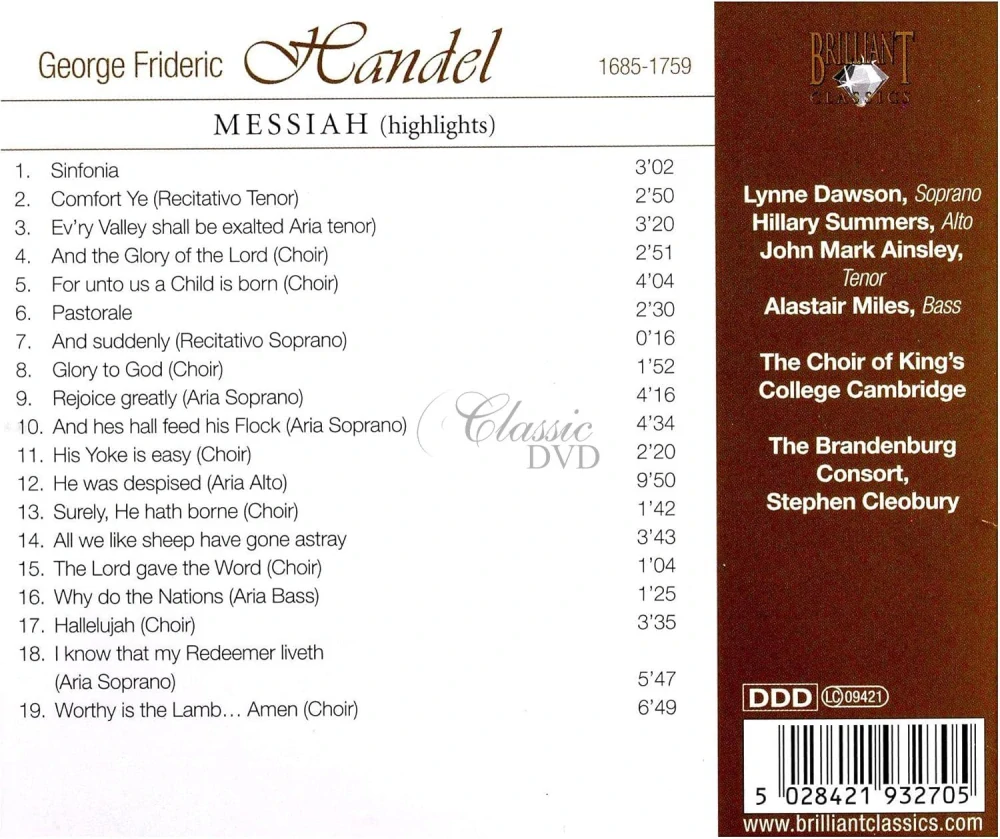 HÄNDEL,G.F.: Messiah - Highlights / Mesiáš  - Výběr (CD)