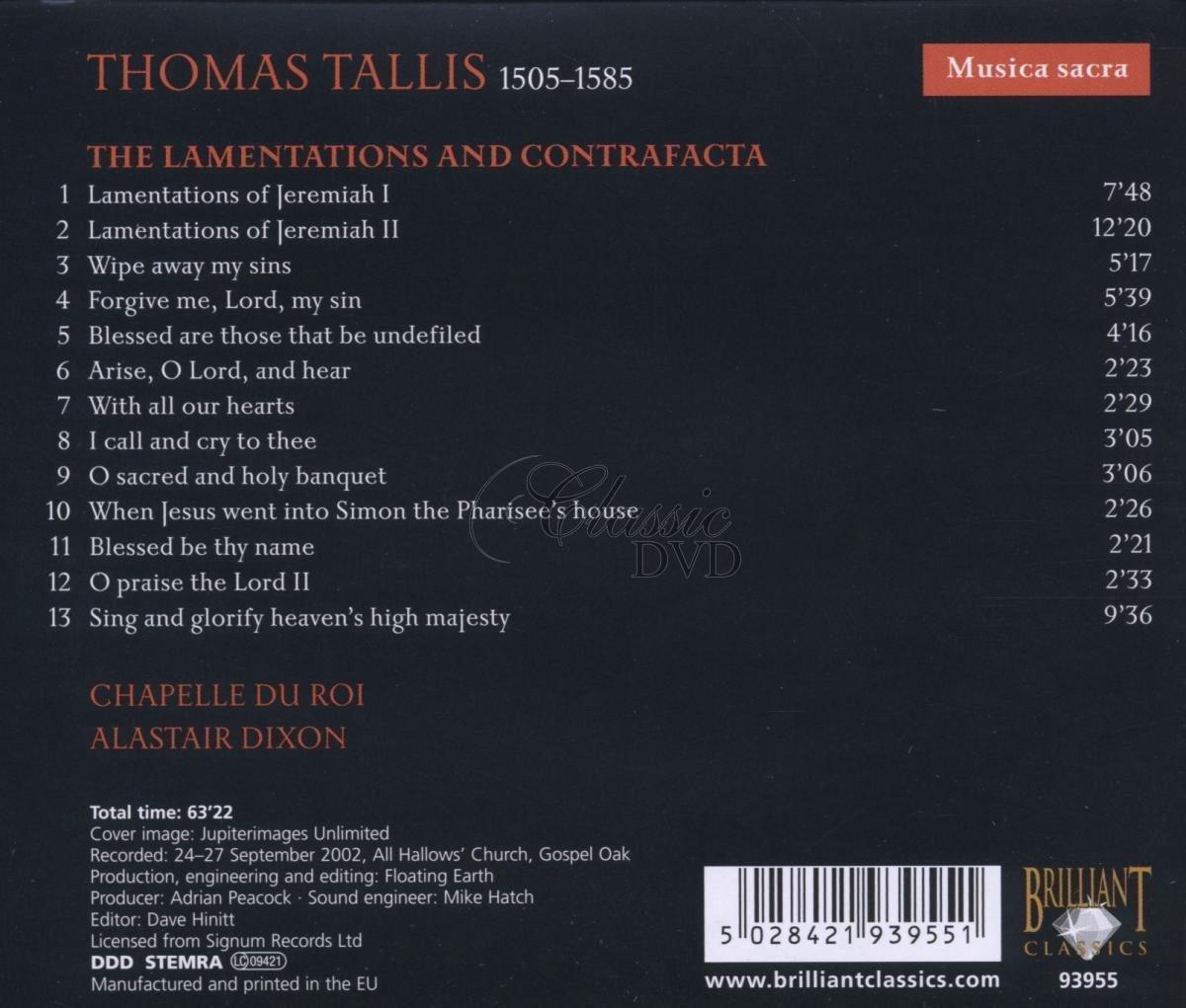 TALLIS,T.: Lamentations of Jeremiah (CD)