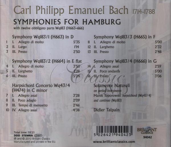 C.P.E.BACH Symphonies for Hamburg (CD)