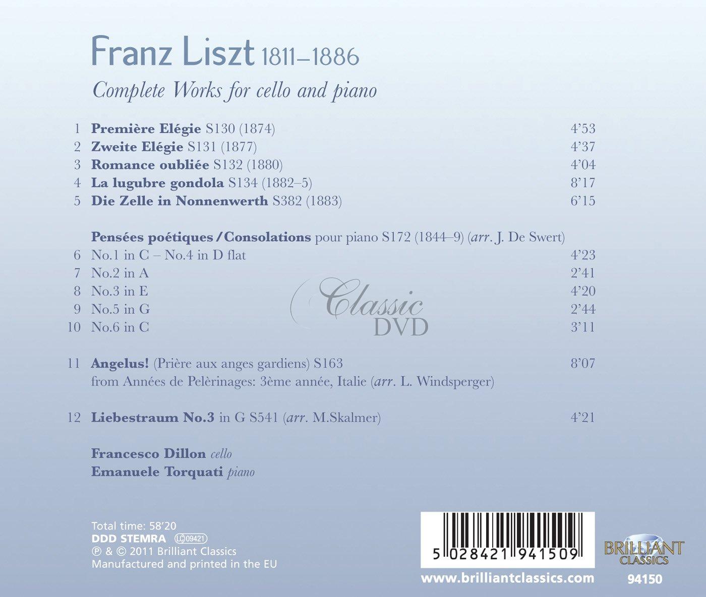 LISZT,F.: Complete Cello and Piano music (CD)