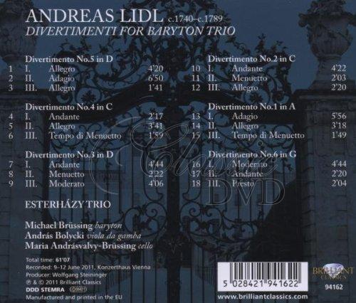ANDREAS LIDL Divertimenti for Baryton Trio ESTERHÁZY TRIO (CD)
