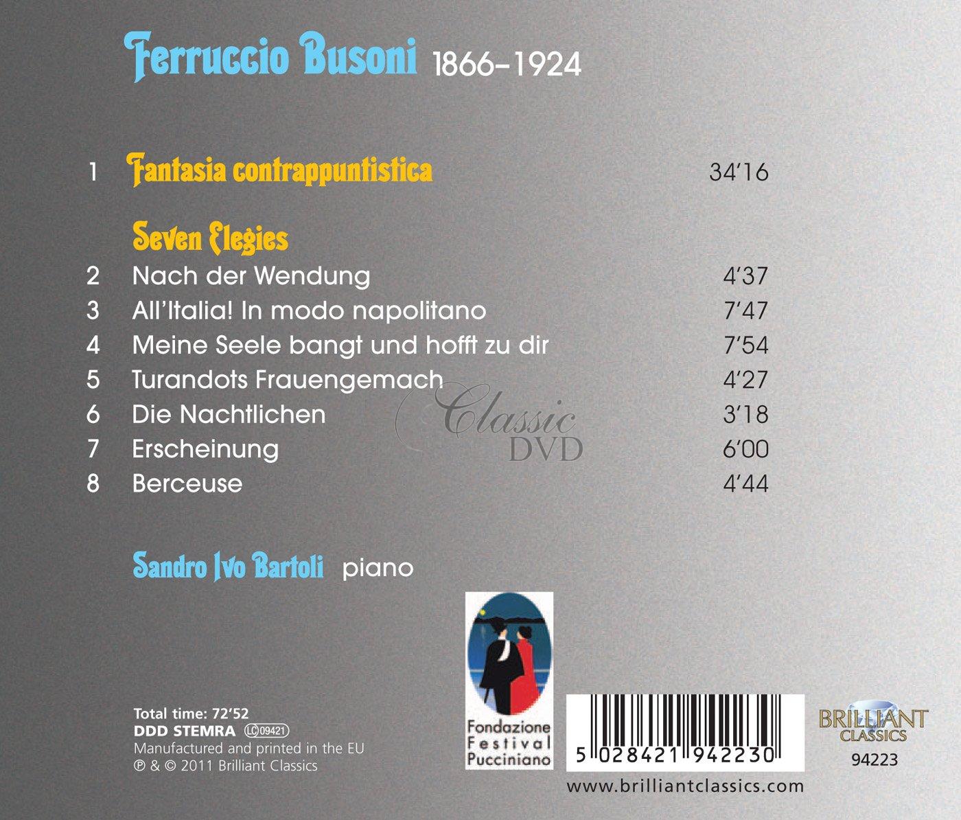 BUSONI Piano Works. Sandro Ivo Bartoli (CD)