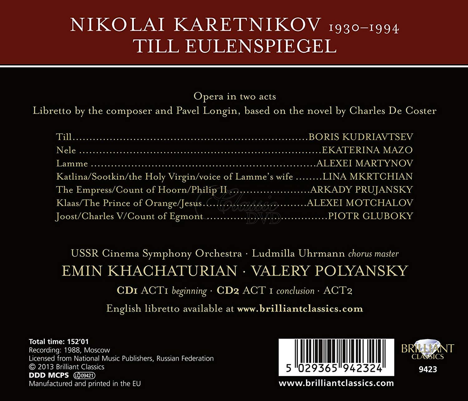 Karetnikov: Till Eulenspiegel - opera (2CD)