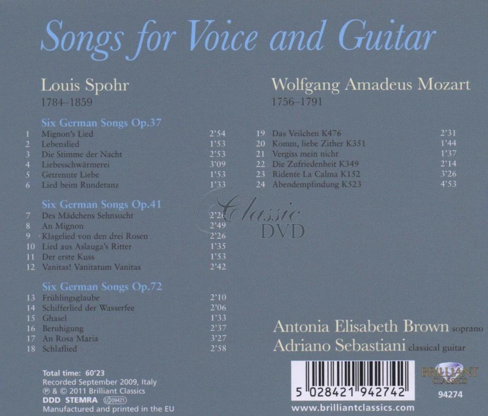 SPOHR,L.: Songs for Voice and Guitar (CD)
