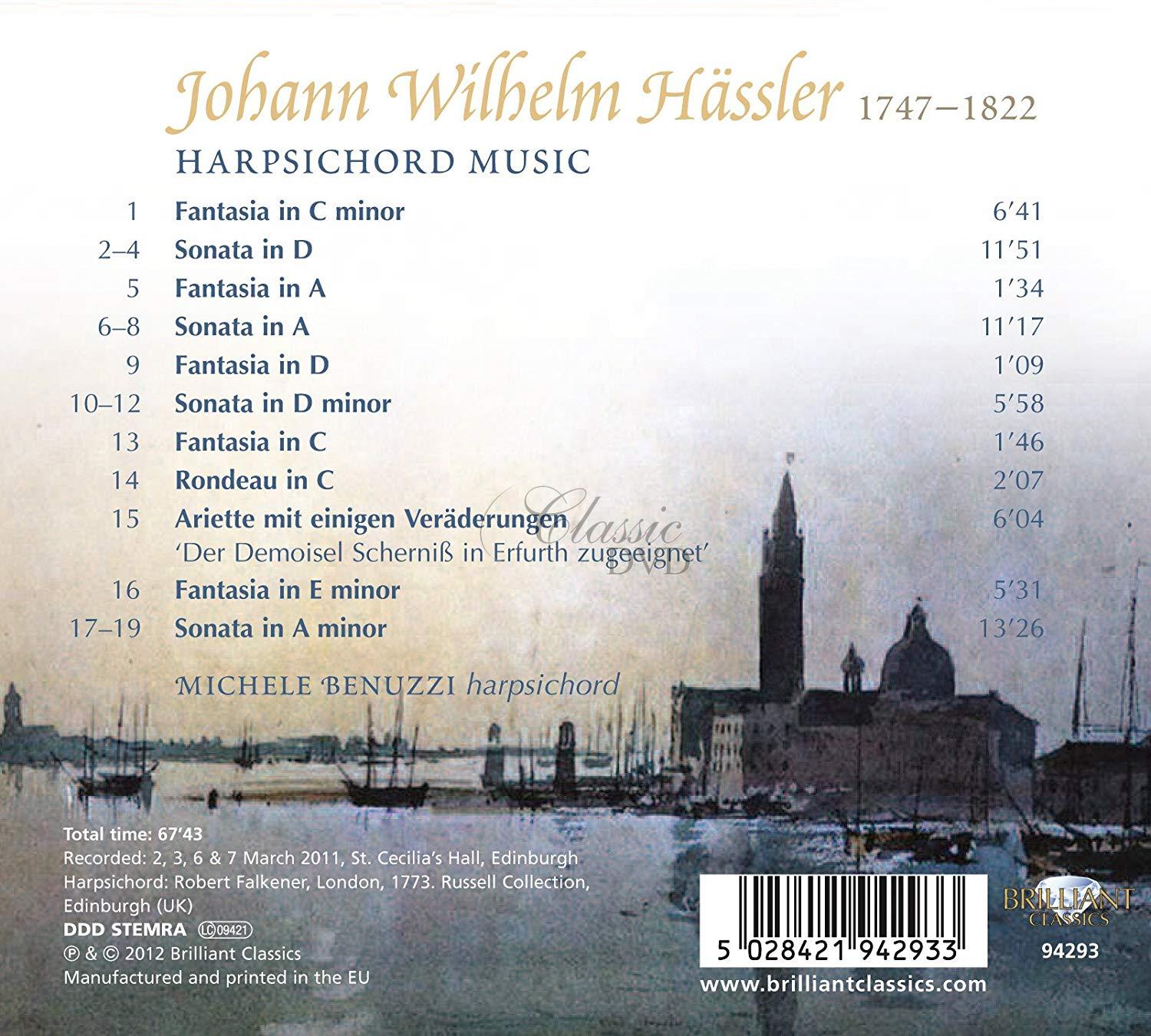 JOHANN WILHELM HÄSSLER Harpsichord Music (CD)