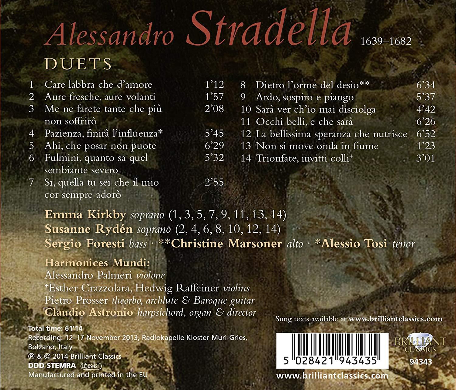 ALESSANDRO STRADELLA Duets. Emma Kirkby. Harmonices Mundi (CD)