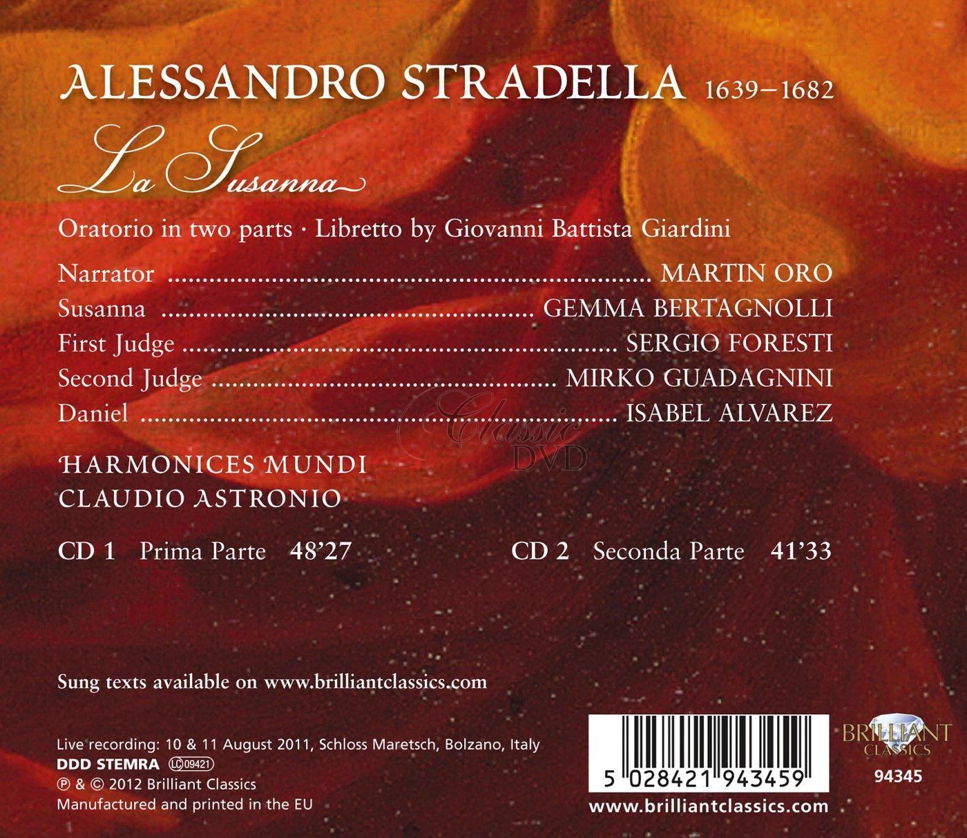 ALESSANDRO STRADELLA La Susanna. Harmonices Mundi, Claudio Astronio (2CD)