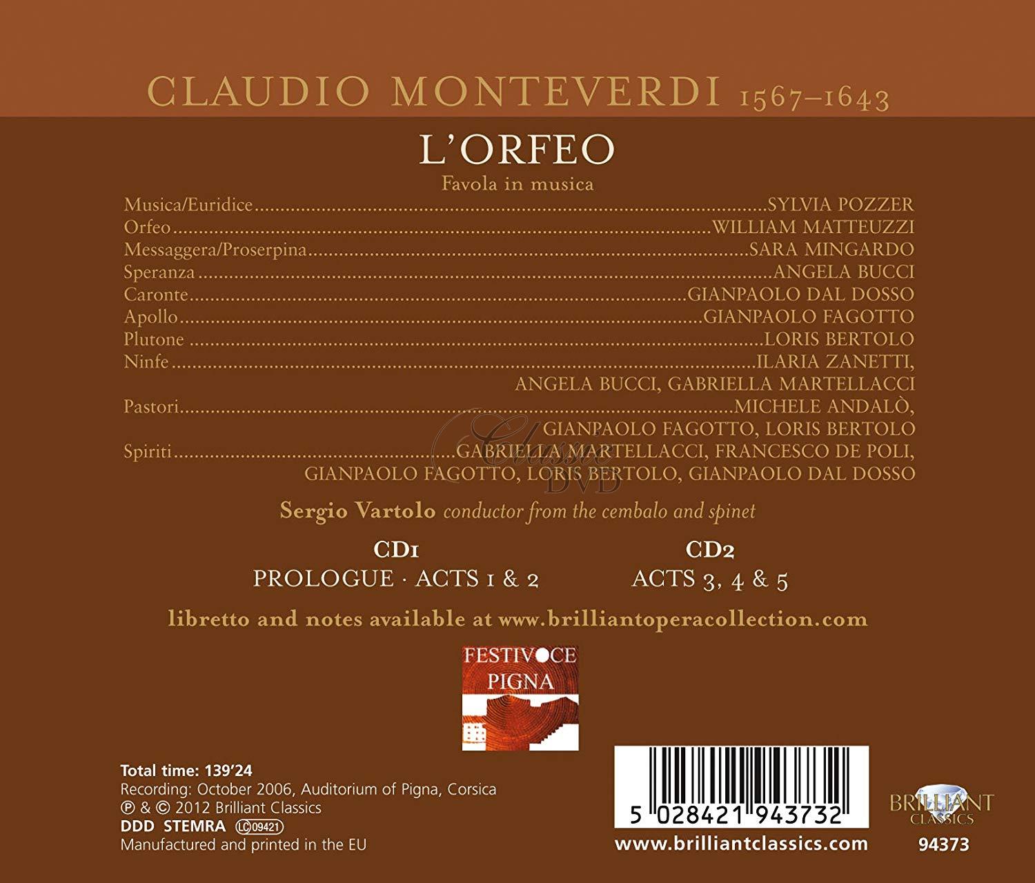 MONTEVERDI,C.: L'Orfeo - Orfeus (2CD)