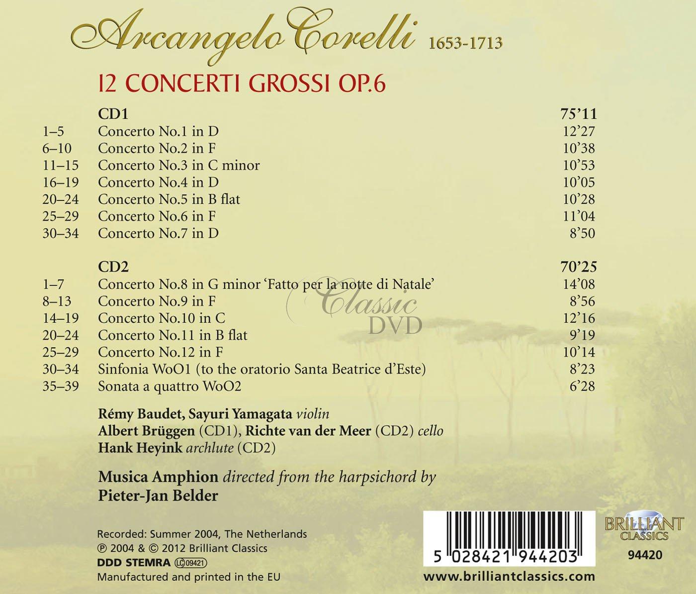 ARCANGELO CORELLI Concerti Grossi Op.6. Musica Amphion (2CD)