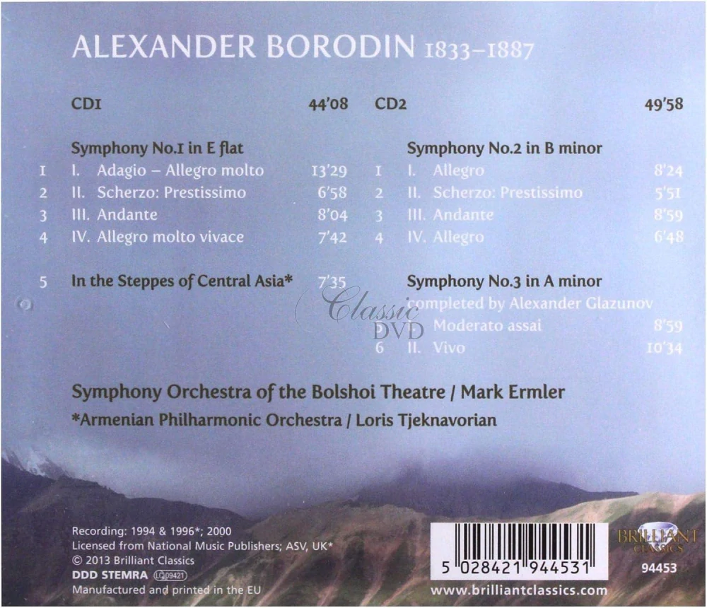BORODIN,A.: Symphonies Nos. 1‐3 In the Steppes of Central Asia (2CD)