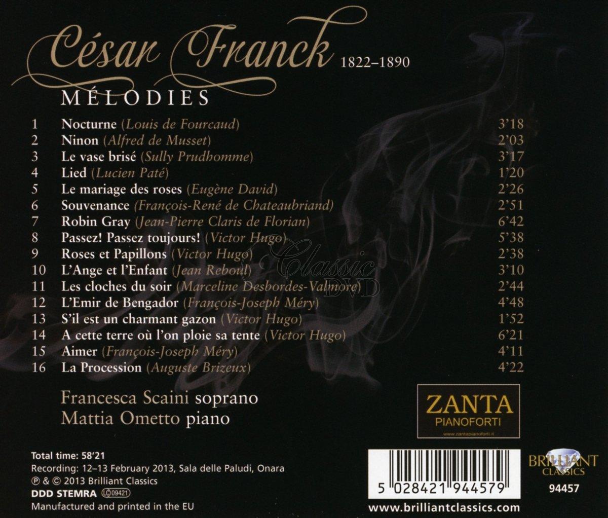 CESAR FRANCK Mélodies. Francesca Scaini soprano Mattia Ometto piano (CD)