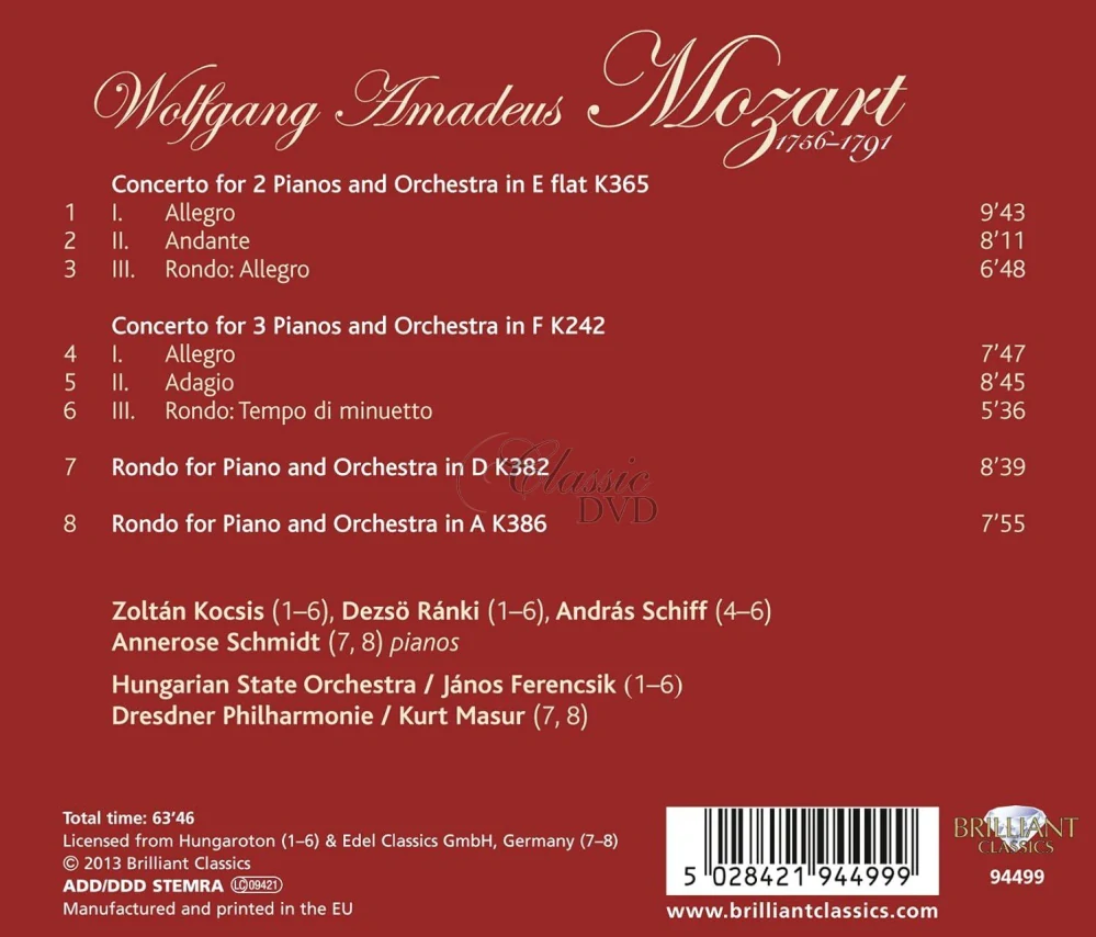 MOZART,W.A.: Concertos for 2 & 3 Pianos, Concert Rondos (CD)