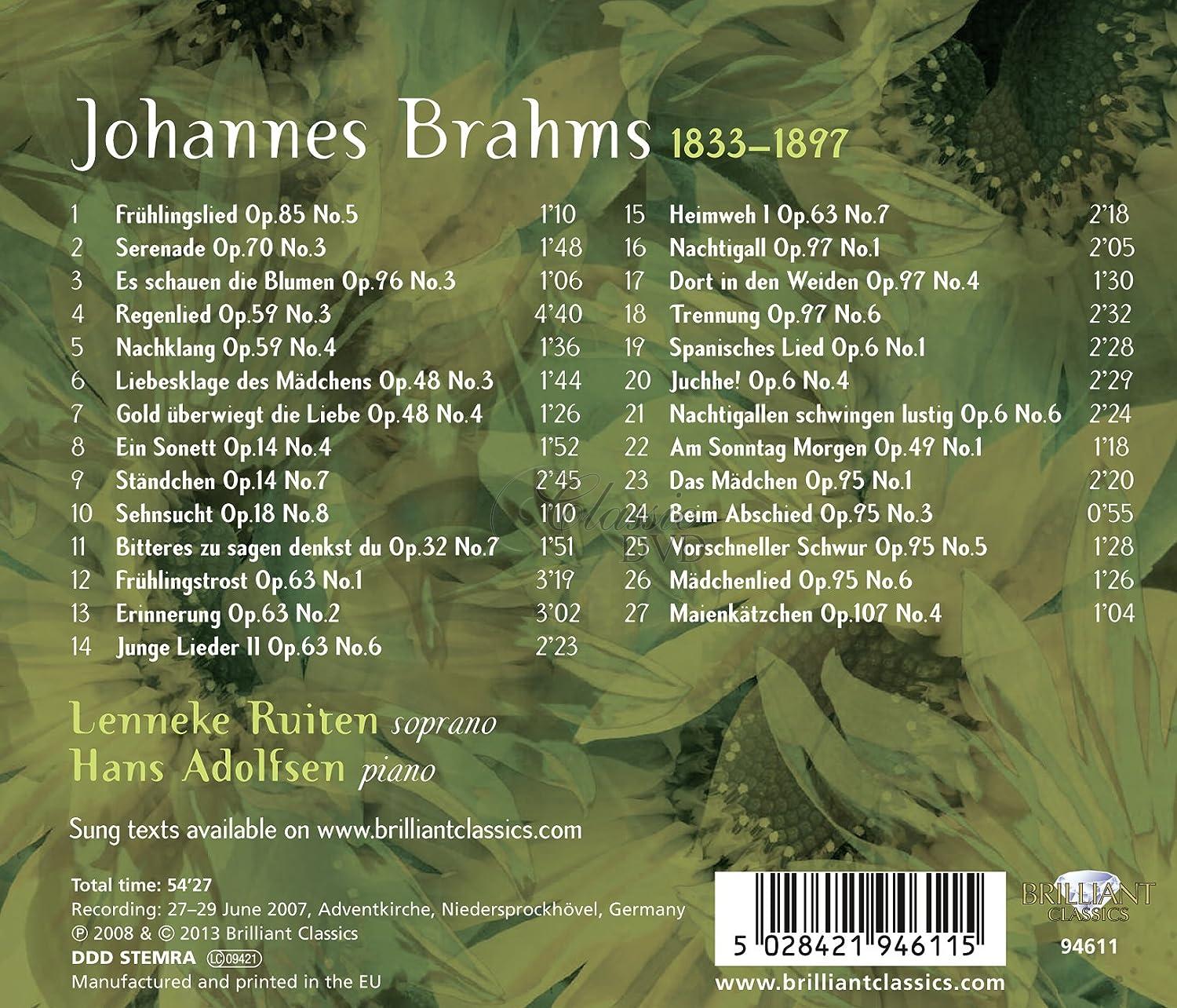 BRAHMS,J.: Lieder (CD)