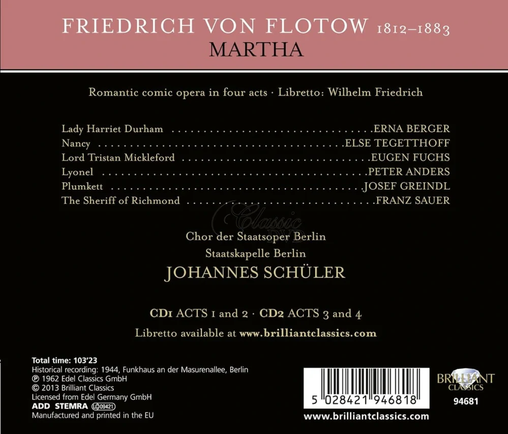 Flotow - Martha opera (2CD)