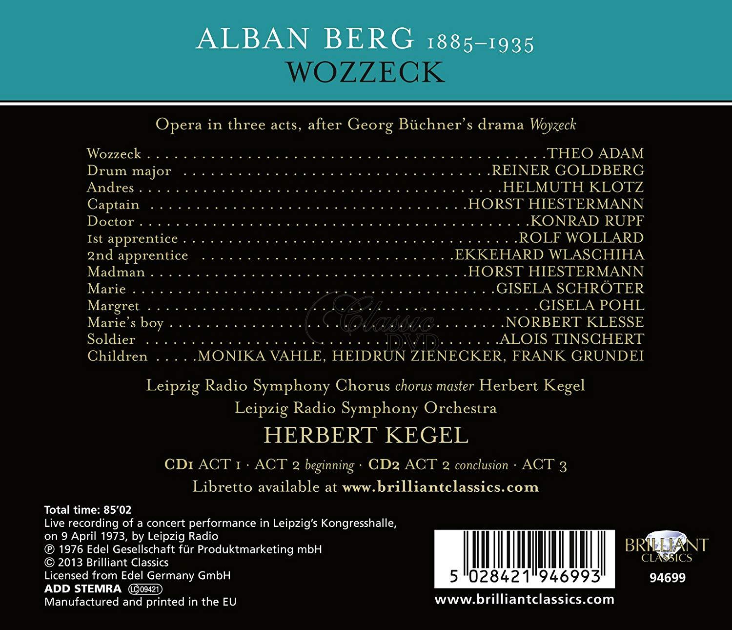 ALBAN BERG Wozzeck. Leipzig Radio Symphony Chorus & Orchestra (2CD)