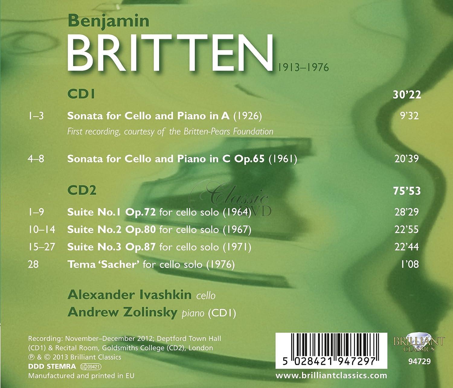 BRITTEN: Complete Music for Cello Solo and Cello & Piano (2CD)