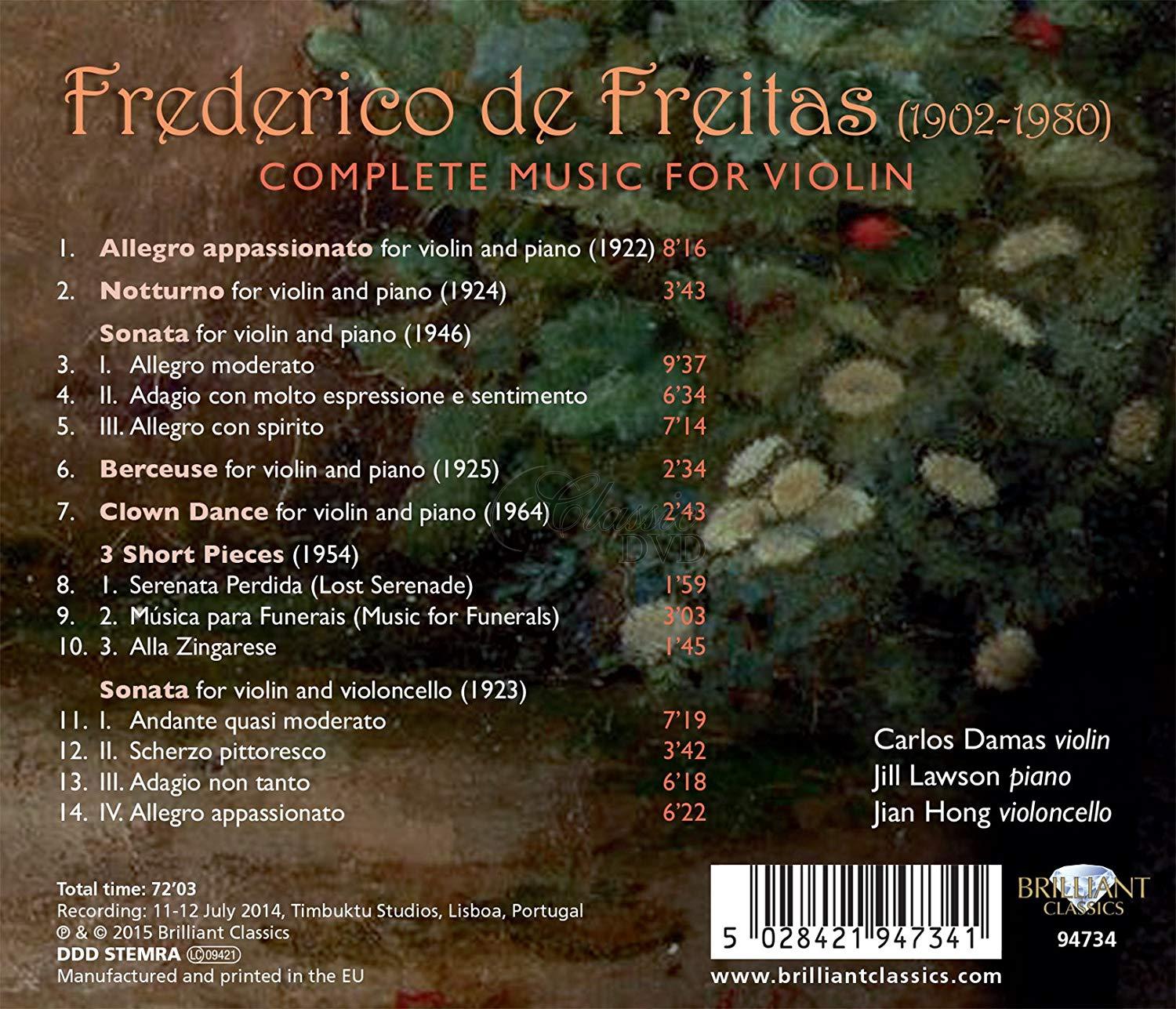 DE FREITAS: Complete Music for Violin (CD)
