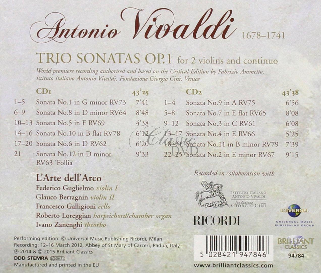 VIVALDI: Trio Sonatas Op.1; Federico Guglielmo (2CD)