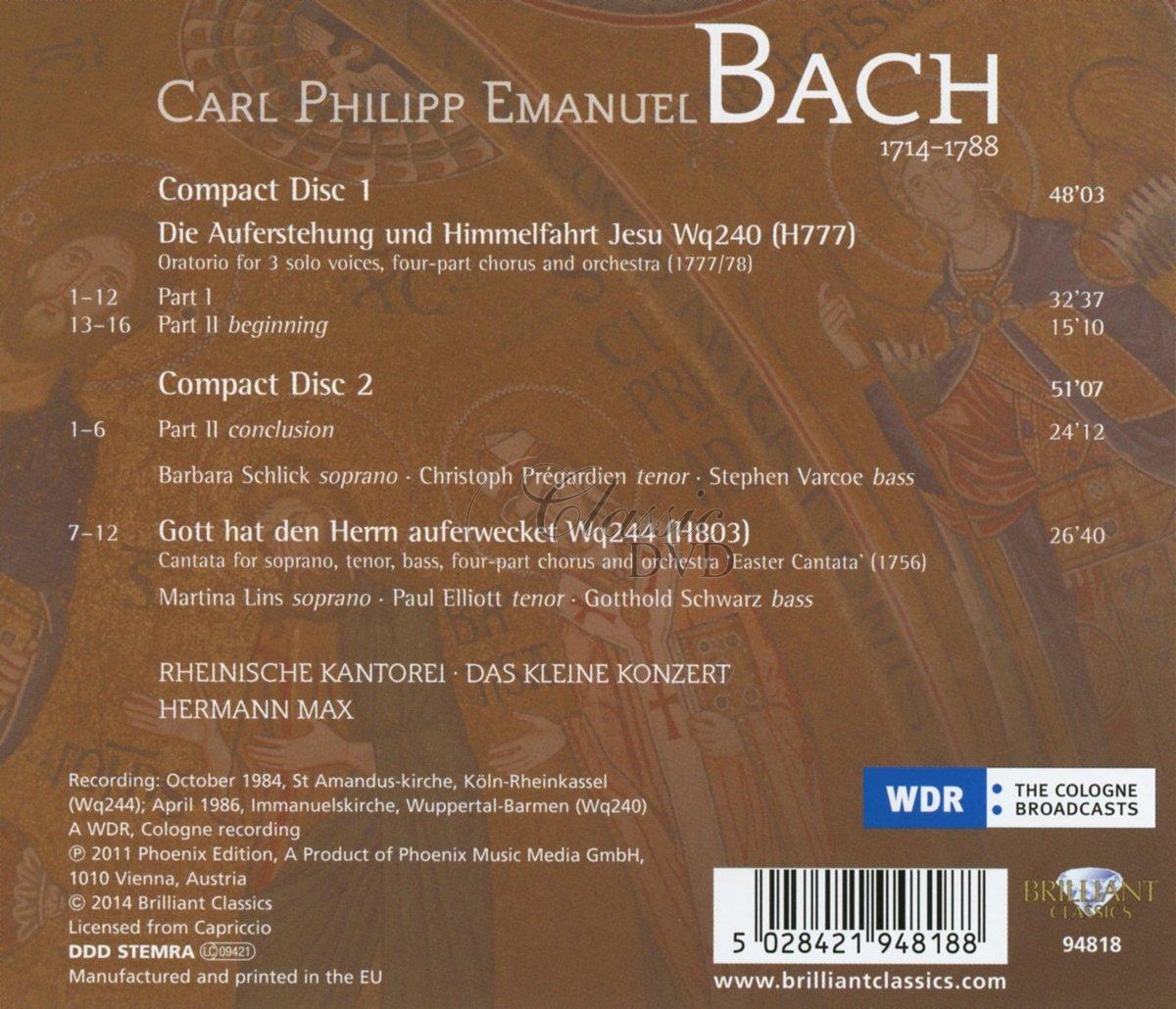 C.P.E. BACH: Die Auferstuhung und Himmelfahrt Jesu (2CD)