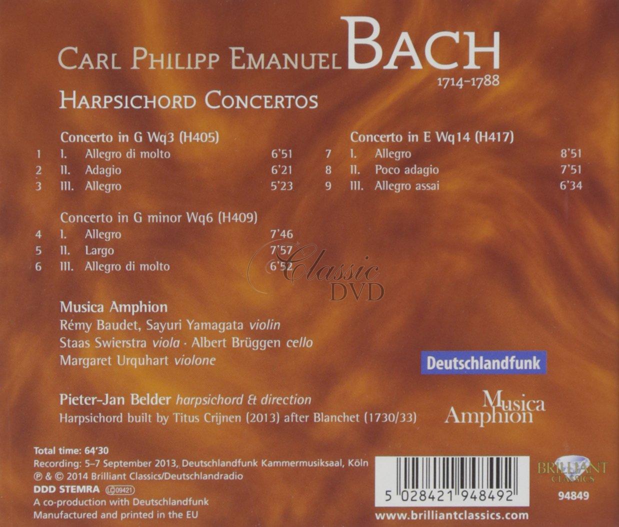 C.P.E. BACH Harpsichord Concertos. Pieter-Jan Belder, Musica Amphion (CD)