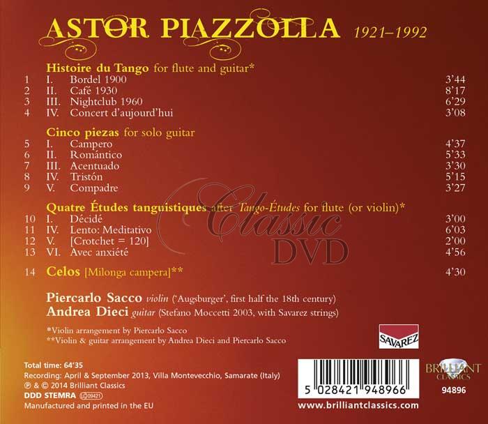 PIAZZOLLA: Café 1930, Music for Violin and Guitar. Andrea Dieci, Piercarlo Sacco (CD)
