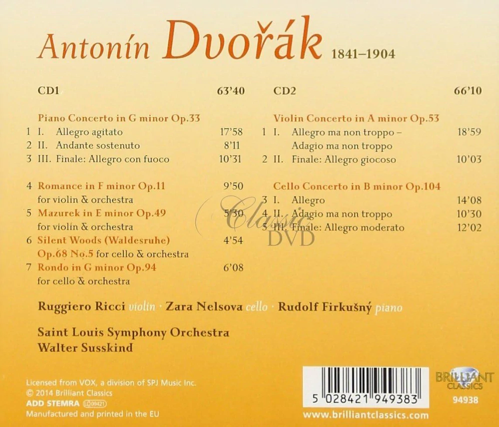 Dvořák : Complete Concertos (2CD)