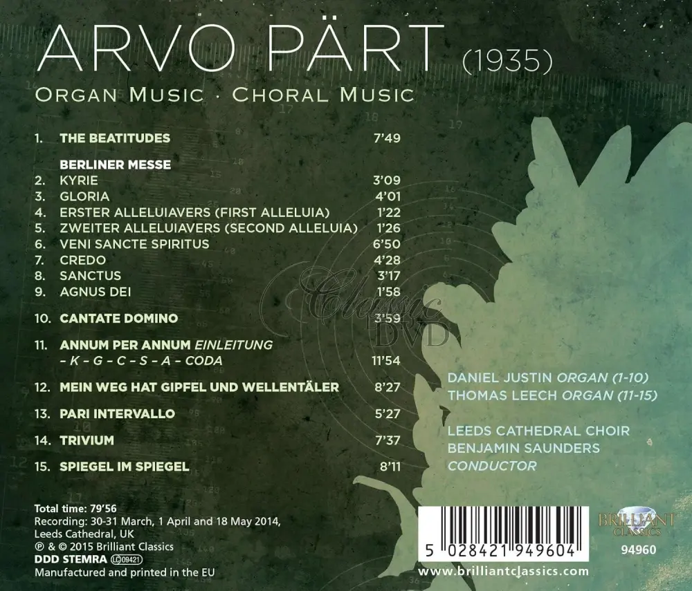 ARVO PÄRT PART Choral and Organ Music (CD)