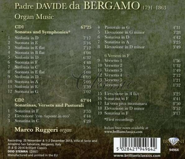 PADRE DAVIDE DA BERGAMO Organ Music. Marco Ruggeri (2CD)